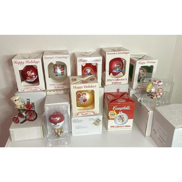 Vtg Campbells Christmas Ornaments Collection - Lot of 9 - In Original Boxes 90s - Picture 1 of 15